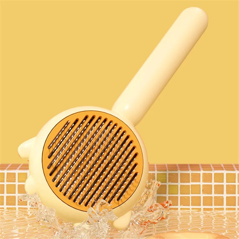 AIWO Dog Cat Grooming Brush Stainless Steel Needle Self Cleaning Pet Hair Shedding Brush ST - Green