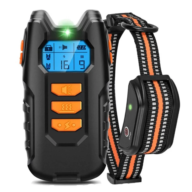 PM101 Remote Control Pet Dog Anti-Barking Collar Electronic Vibration Bark Shock Collar - Orange