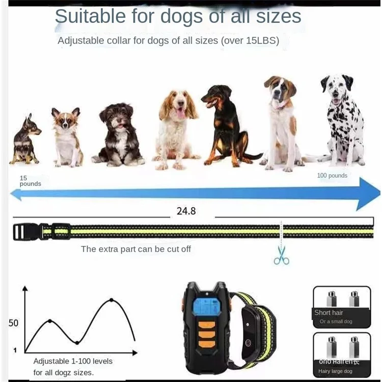 PM101 Remote Control Pet Dog Anti-Barking Collar Electronic Vibration Bark Shock Collar - Orange