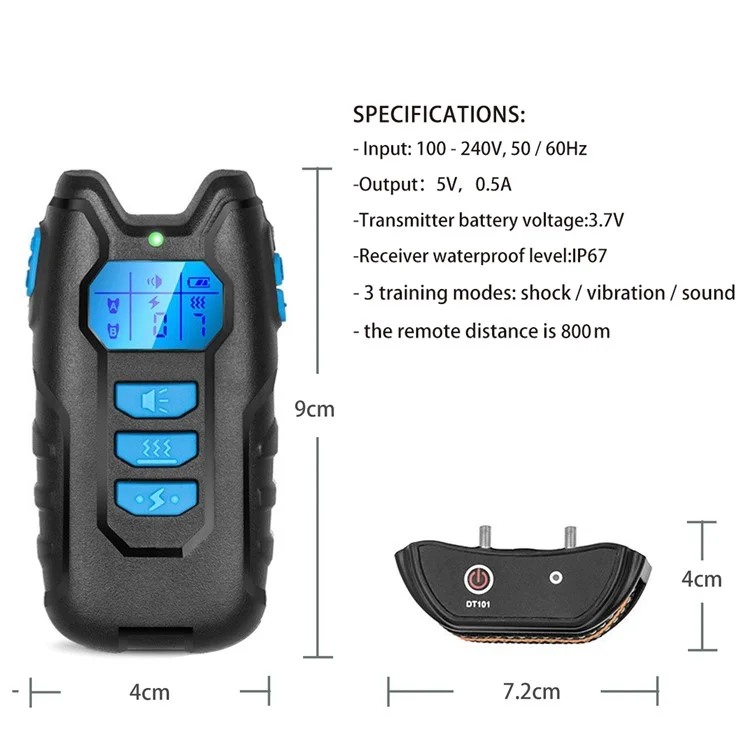 PM101 Remote Control Pet Dog Anti-Barking Collar Electronic Vibration Bark Shock Collar - Orange