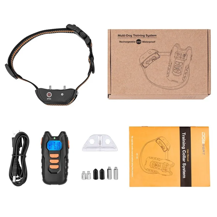 PM101 Remote Control Pet Dog Anti-Barking Collar Electronic Vibration Bark Shock Collar - Orange