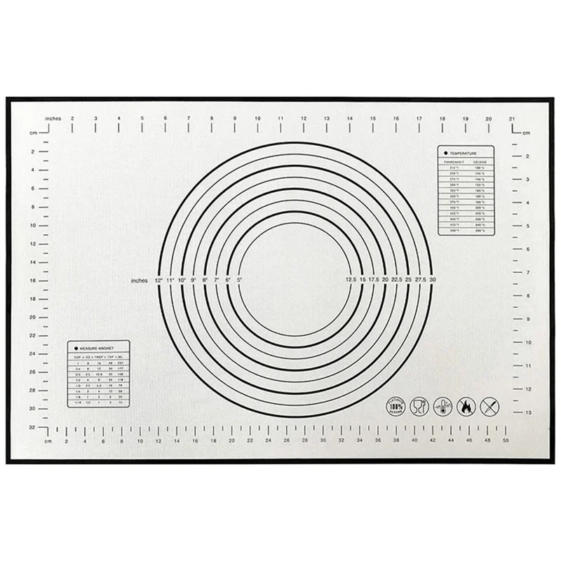 40x60CM Non-stick Pad Fiberglass Cloth + Silicone Pastry Mat Dough Rolling Mat 0.35MM Thick (BPA-Free, No FDA Certified) - Black