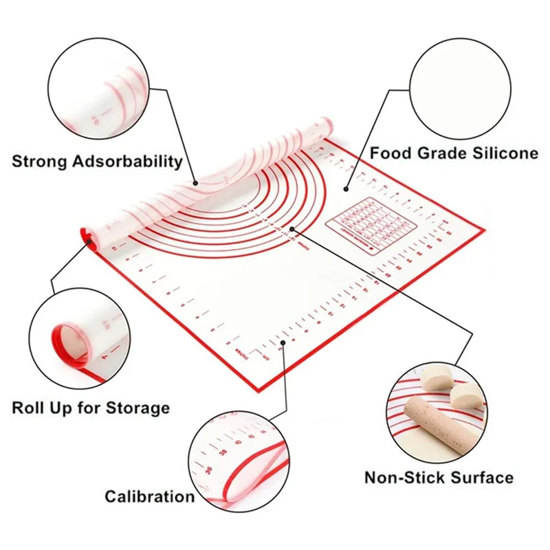 40x60CM Non-stick Pad Fiberglass Cloth + Silicone Pastry Mat Dough Rolling Mat 0.35MM Thick (BPA-Free, No FDA Certified) - Black