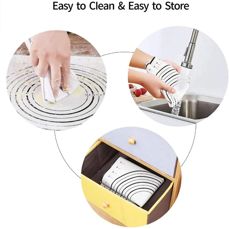 60x60CM Fiberglass Cloth + Silicone Pastry Mat Placement Mat Non-stick Dough Rolling Pad (BPA-Free, No FDA Certified) - Black