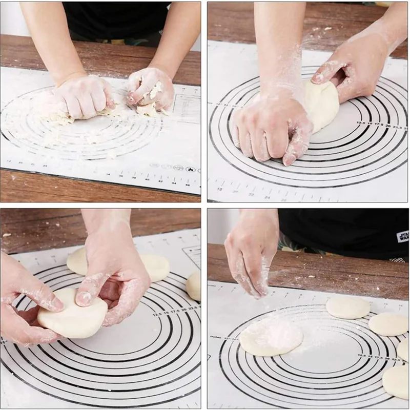 60x60CM Fiberglass Cloth + Silicone Pastry Mat Placement Mat Non-stick Dough Rolling Pad (BPA-Free, No FDA Certified) - Black