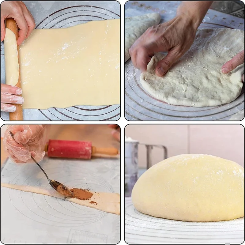 60x60CM Fiberglass Cloth + Silicone Pastry Mat Placement Mat Non-stick Dough Rolling Pad (BPA-Free, No FDA Certified) - Black