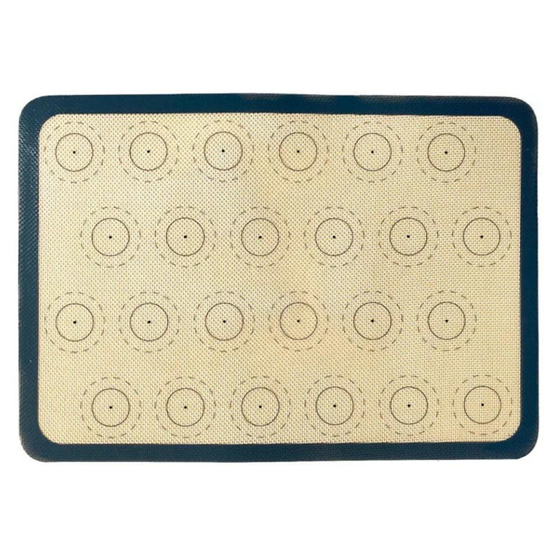 Reusable Macaron Silicone Baking Mat 24 Rings Non-Stick Oven Baking Sheet, Round Edge / 29.5x42cm (BPA-Free, No FDA Certified) - Grey