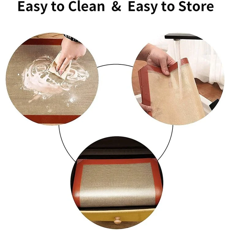 Non-stick Silicone Baking Mat Cookie Pad Rolling Dough Mat Oven Sheet, Cutted Edge / 29.5x42cm (BPA-Free, No FDA Certified) - Red