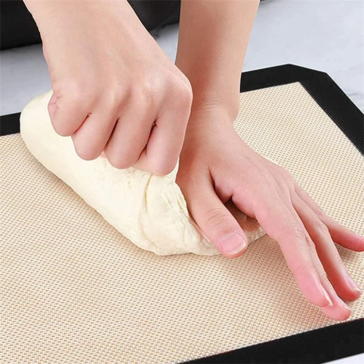 Rotolamento Pasta Mat Non-stick Silicone Tappetino da Forno Biscotto Pad Foglio, Bordo Tagliato / 30x20cm (Senza BPA, Senza Certificazione FDA) - Nero