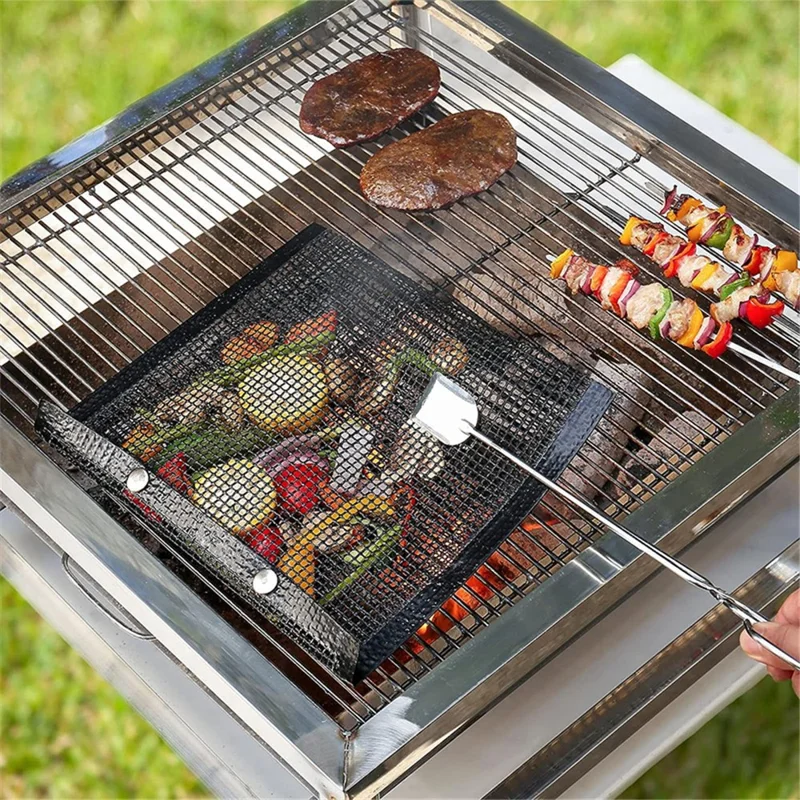 27x22CM Wiederverwendbares Glasfasergrill-grill-grill-mesh-tasche Für Bbq-picknick im Freien (bpa-frei, Keine FDA Zertifiziert) - Schwarz