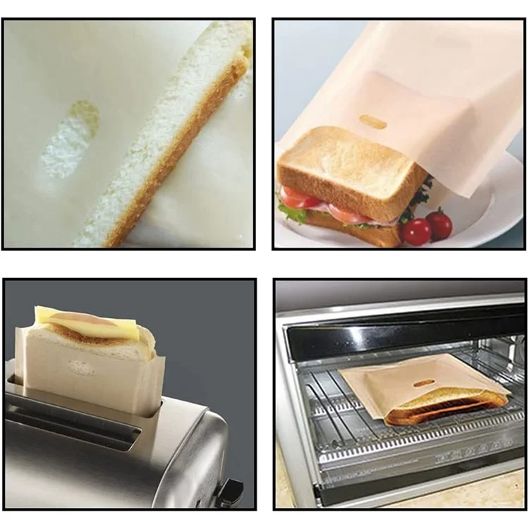 5 pièces de 16 x 18 cm PTFE Sac Grille-Pain Résistant à Haute Température Non-Stick Sac à Pain Micro-Ondes (Sans BPA, Pas de Certificat FDA)