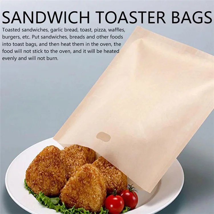 5Pcs 16x18cm PTFE Toaster Bag High Temperature Resistant Non-Stick Microwave Bread Bag (BPA Free, No FDA Certificate)