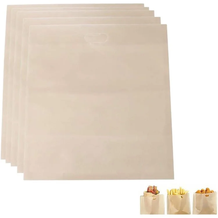 5 pièces de 16 x 16,5 cm Sac de pain micro-ondes anti-adhésif résistant à la haute température Sac de grille-pain (Sans BPA, pas de certificat FDA)