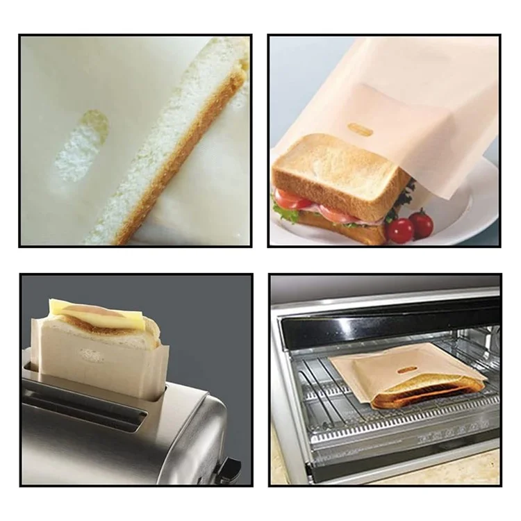 5Pcs 16x16.5cm Non-Stick Microwave Bread Bag High Temperature Resistant PTFE Toaster Bag (BPA Free, No FDA Certificate)