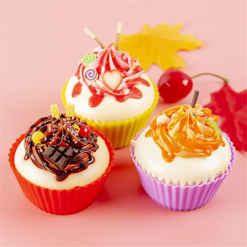 10Pcs 7cm Silicone Small Cake Cup Tart Muffin Cupcake Mold Kitchen Baking Molds (BPA-Free, No FDA Certificate) - Random Color