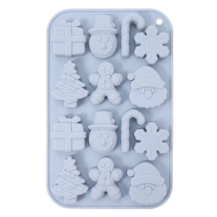14 Grids Christmas Chocolate Mold DIY Non-stick Silicone Cake Baking Tool (No FDA Certificate) - Blue Grey
