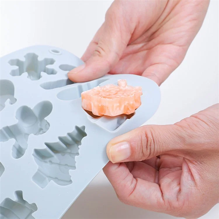 14 Grids Christmas Chocolate Mold DIY Non-stick Silicone Cake Baking Tool (No FDA Certificate) - Blue Grey