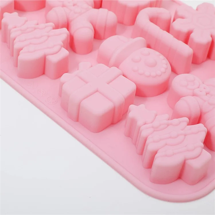 14 Grids Christmas Chocolate Mold DIY Non-stick Silicone Cake Baking Tool (No FDA Certificate) - Blue Grey