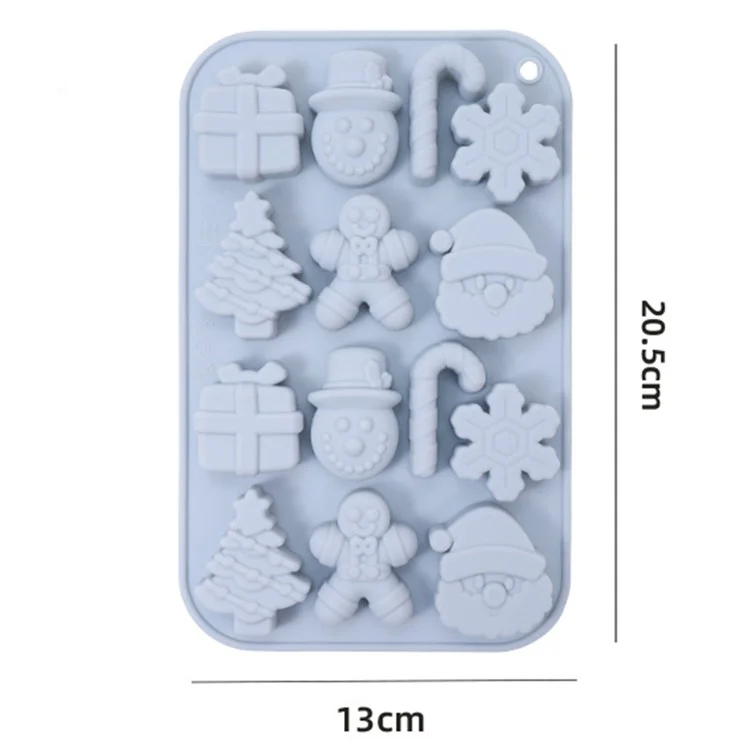 14 Grids Christmas Chocolate Mold DIY Non-stick Silicone Cake Baking Tool (No FDA Certificate) - Blue Grey