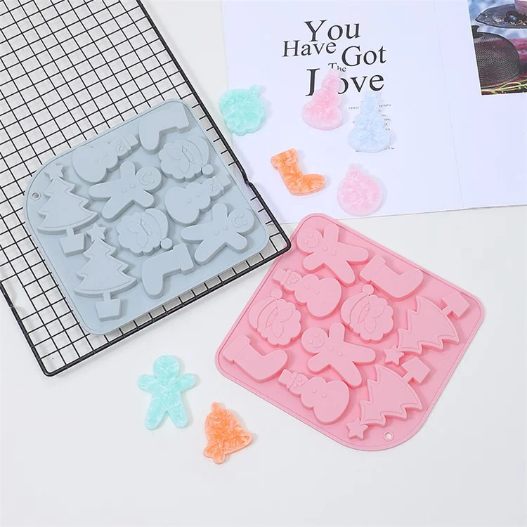 10 Grids Silicone Mold Christmas Chocolate Mold DIY Cake Decorating Kitchen Baking Tool (No FDA Certificate) - Pink