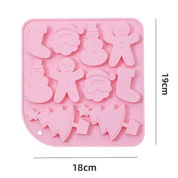 10 Grids Silicone Mold Christmas Chocolate Mold DIY Cake Decorating Kitchen Baking Tool (No FDA Certificate) - Pink