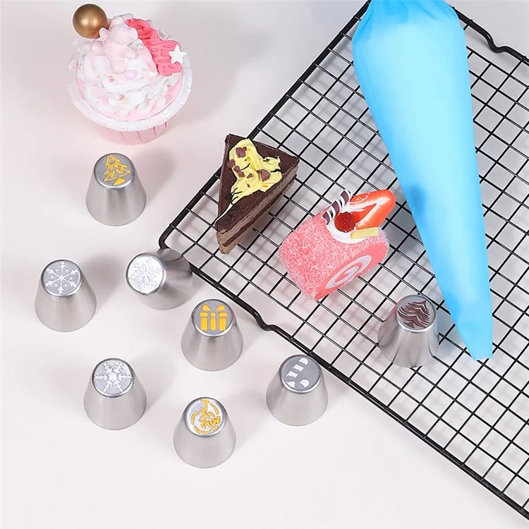 15Pcs / Set Christmas Icing Piping Nozzles with Cream Pastry Bag for Cake DIY Decorating (No FDA Certificate)