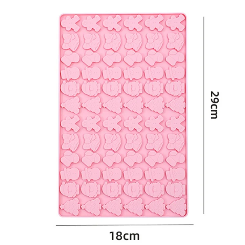 72 Grids Christmas Snowman Gingerbread Man Silicone Cake Mold DIY Candy Chocolate Biscuit Baking Tool (No FDA Certificate) - Pink