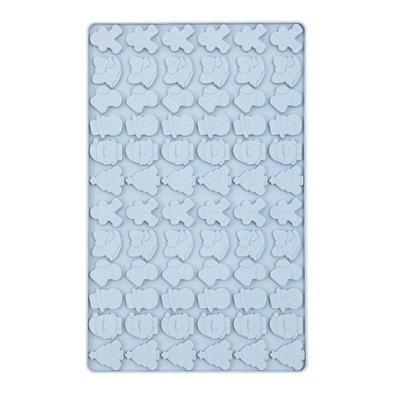 72 Grids Christmas Snowman Gingerbread Man Silicone Cake Mold DIY Candy Chocolate Biscuit Baking Tool (No FDA Certificate) - Blue