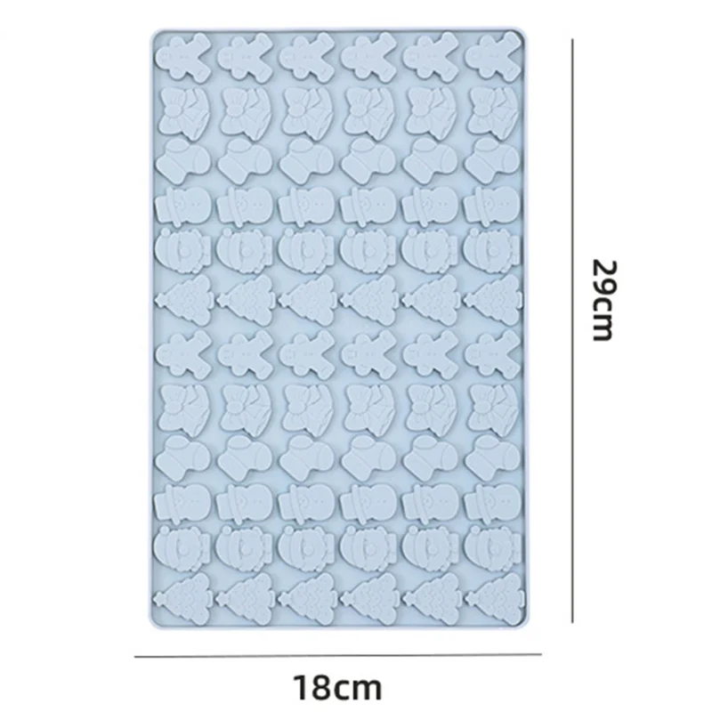 72 Grids Christmas Snowman Gingerbread Man Silicone Cake Mold DIY Candy Chocolate Biscuit Baking Tool (No FDA Certificate) - Blue