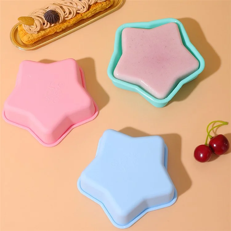 3D-Stern-förmige Weihnachts-Silikon-Backform für Mousse-Kuchen, Schokolade, Gelee (BPA-frei, nicht FDA-zertifiziert) - Pink