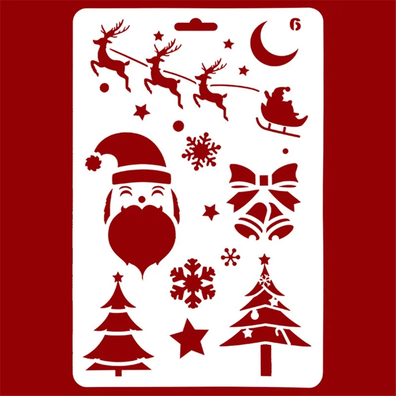 Christmas Cake Stencil Templates Decoration Mold Tools Coffee Decorating Molds (BPA-Free, No FDA Certificate) - Style 6