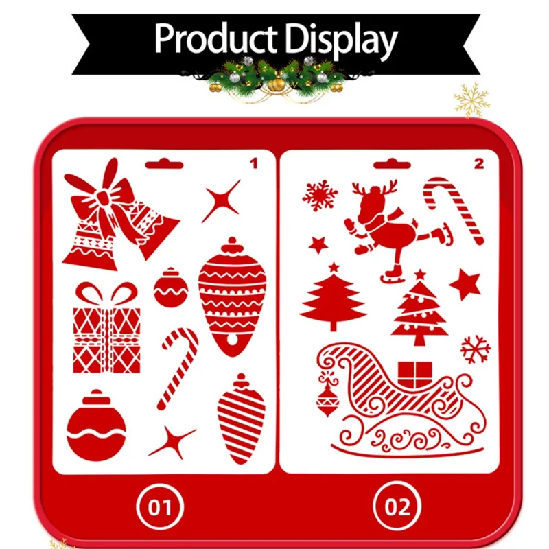 Christmas Cake Stencil Templates Decoration Mold Tools Coffee Decorating Molds (BPA-Free, No FDA Certificate) - Style 6