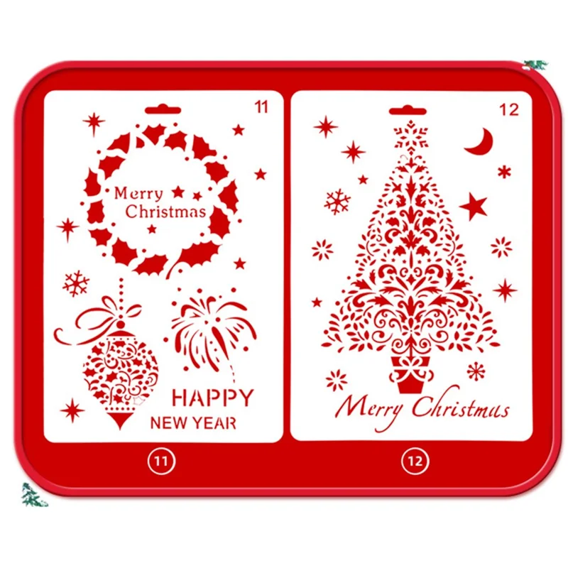 Christmas Cake Stencil Templates Decoration Mold Tools Coffee Decorating Molds (BPA-Free, No FDA Certificate) - Style 6