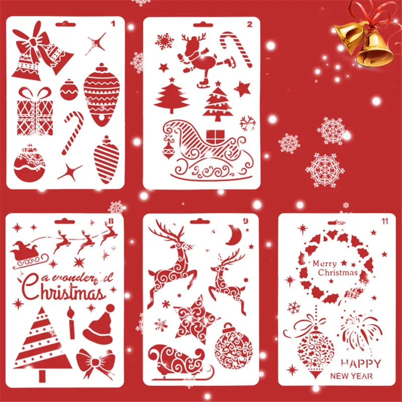 Christmas Cake Stencil Templates Decoration Mold Tools Coffee Decorating Molds (BPA-Free, No FDA Certificate) - Style 6