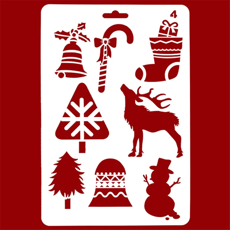 Christmas Cake Stencil Templates Decoration Mold Tools Coffee Decorating Molds (BPA-Free, No FDA Certificate) - Style 4