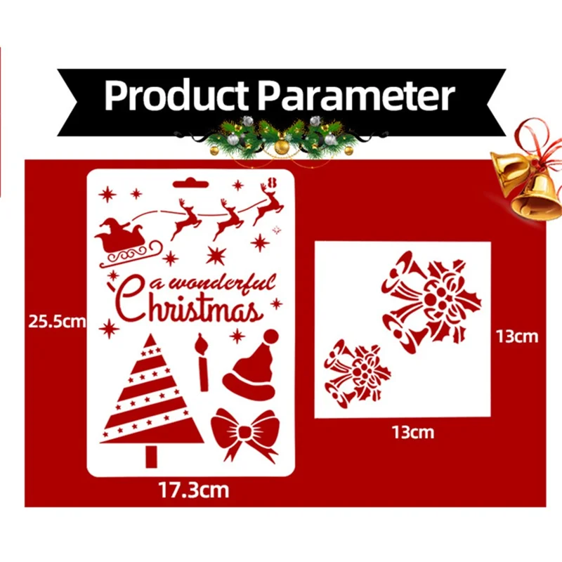 Christmas Fondant Cookie Spray Stencil Hollow Template Frosting Biscuits Mold Cake Decorating Tool (No FDA Certificate) - Style 22