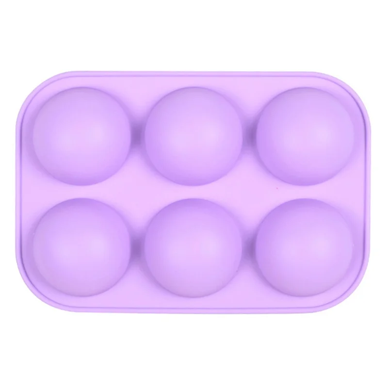 6 Cavity Small Semicircle Cake Baking Mold Silicone Chocolate Candy Non-stick Baking Tray (No FDA Certificate) - Purple