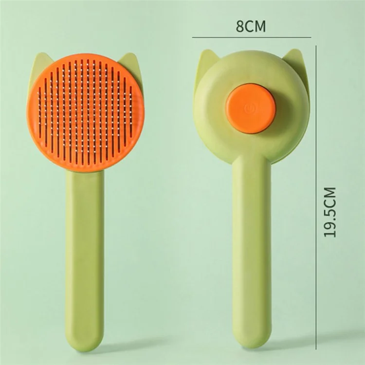 DT689 ABS+Steel Teeth Pet Comb Dog Cat Hair Cleaner Brush Grooming Tool Pet Massage Brush - Green / Ear