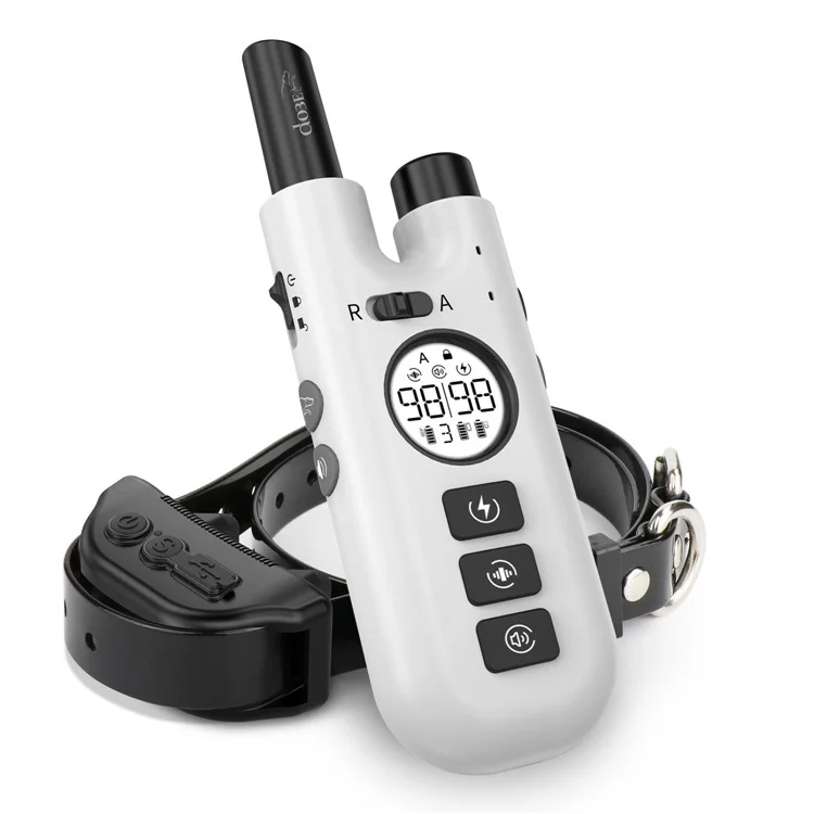 DB600T Vibrating Dog Collar Waterproof Training Tool with Remote Control - White