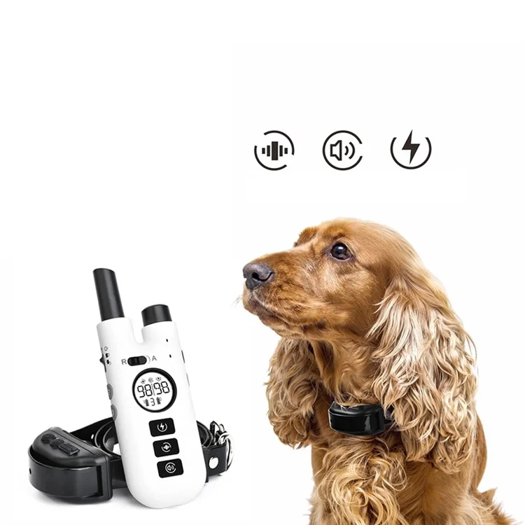 DB600T Vibrating Dog Collar Waterproof Training Tool with Remote Control - White