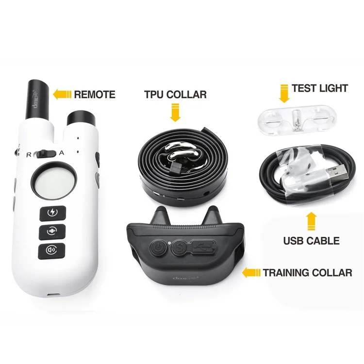 DB600T Vibrating Dog Collar Waterproof Training Tool with Remote Control - White