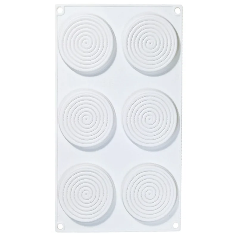 Molde de Bolo de Mousse com Formato de Espiral de Mosquito de 6 Células, Silicone para Decoração de Bolos DIY (Sem Certificado da FDA, Livre de BPA)