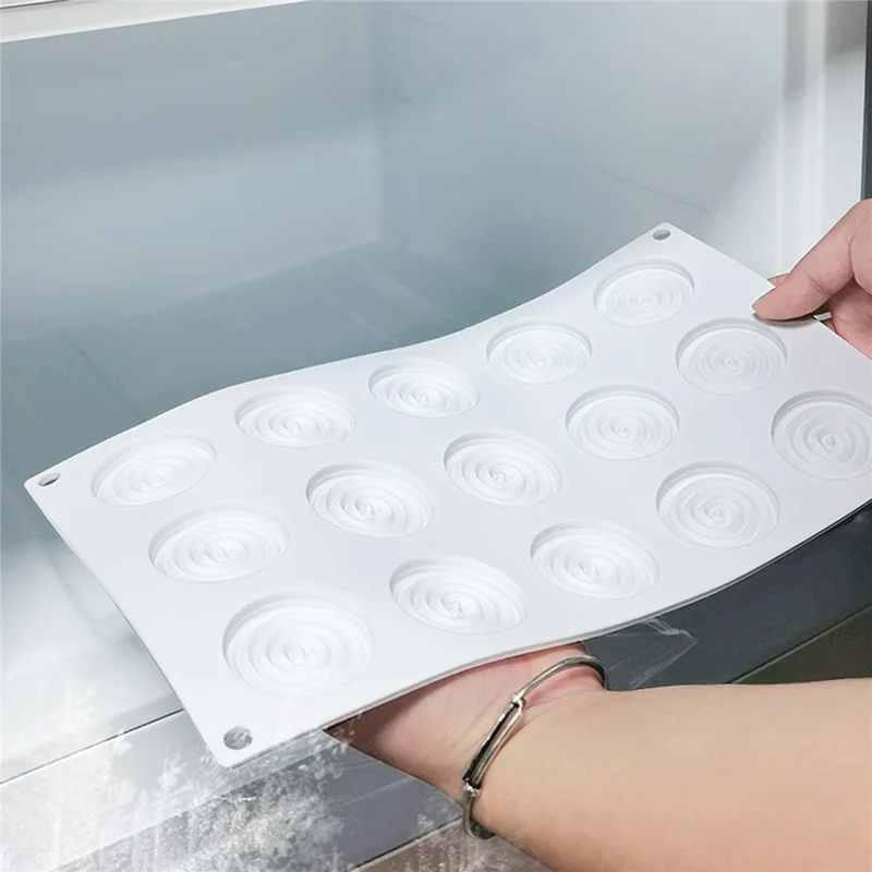 Molde de Bolo de Mousse com Formato de Espiral de Mosquito de 6 Células, Silicone para Decoração de Bolos DIY (Sem Certificado da FDA, Livre de BPA)
