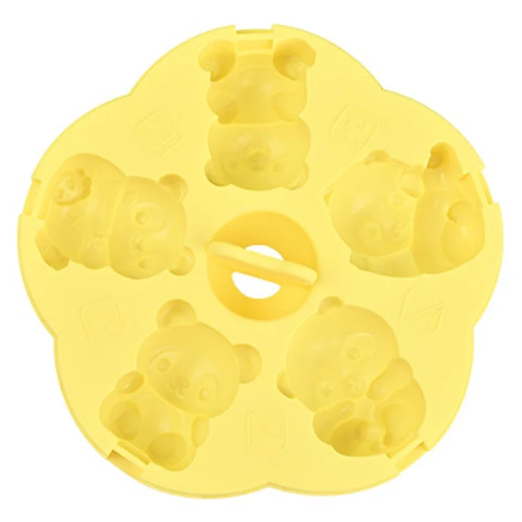 Cute Panda Shape Silicone Baby Food DIY Mold Steamed Cake Maker (No FDA) - Yellow