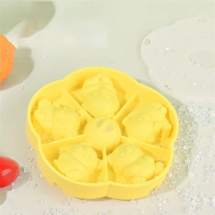 Cute Panda Shape Silicone Baby Food DIY Mold Steamed Cake Maker (No FDA) - Yellow