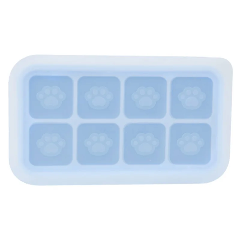 8 Grids Cat Paw Silicone Ice Mold Kitchen Baby Food DIY Maker (No FDA) - Sky Blue