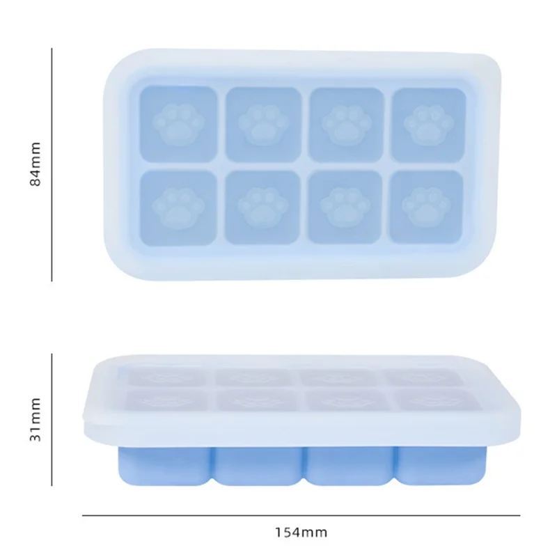 8 Grids Cat Paw Silicone Ice Mold Kitchen Baby Food DIY Maker (No FDA) - Sky Blue
