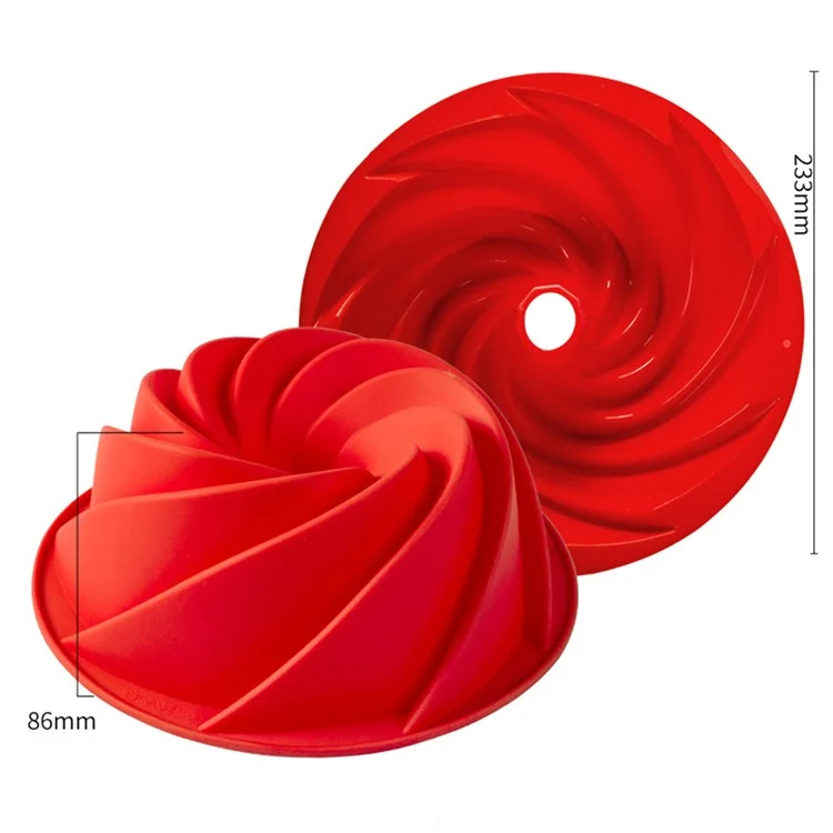 3D Spiral Shape Silicone Bundt Cake Mold DIY Bread Bakeware Tool (No FDA)