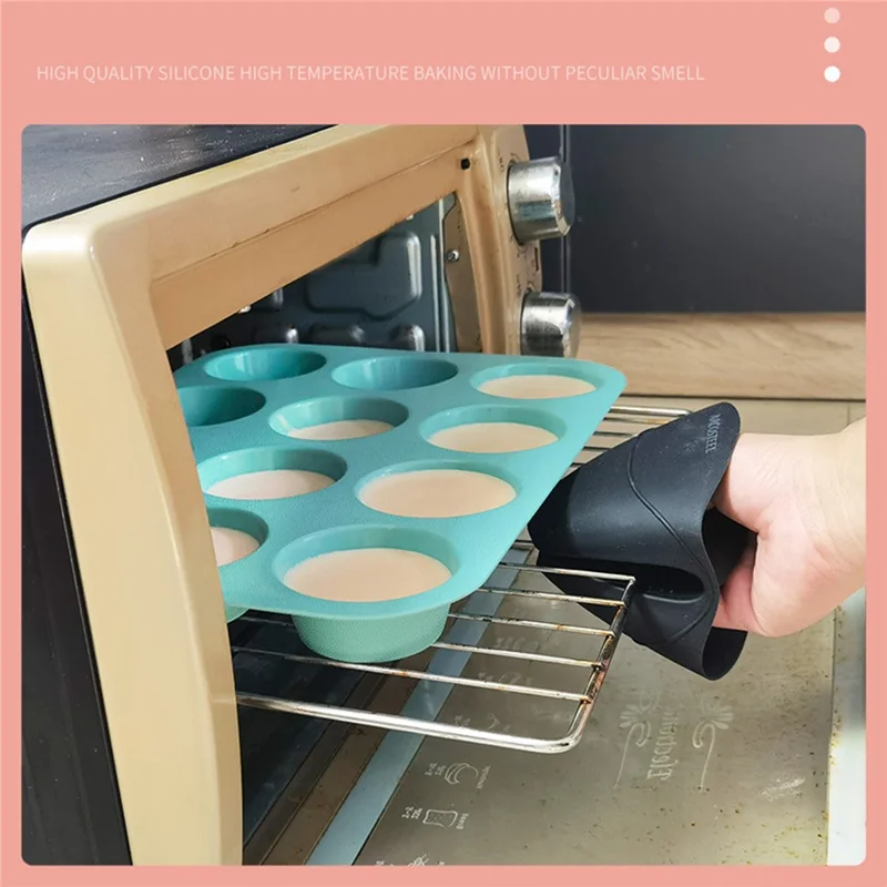 12-Cell Muffin Cup Cake Silicone Mold Chocolate Cake Baking Mold (BPA-Free, No FDA Certificate) - Pink