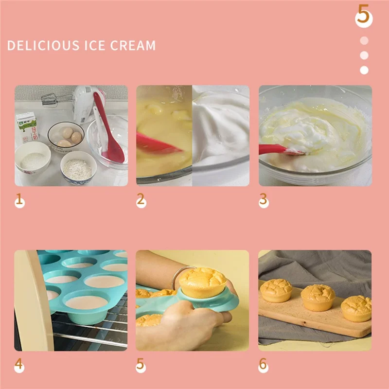 12-Cell Muffin Cup Cake Silicone Mold Chocolate Cake Baking Mold (BPA-Free, No FDA Certificate) - Pink